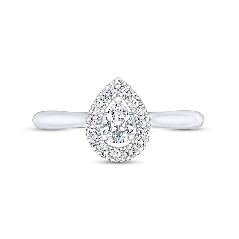 0.25 ct. Gesamtgewicht Freundschaftsring mit tropfenförmigem Diamant in 10K Weißgold