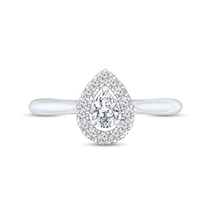 0.25 ct. Gesamtgewicht Freundschaftsring mit tropfenförmigem Diamant in 10K Weißgold