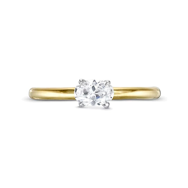 0.5 CT. Solitär-Ring mit ovalem Diamant quer in 14K Bicolor-Gold (I/I2)