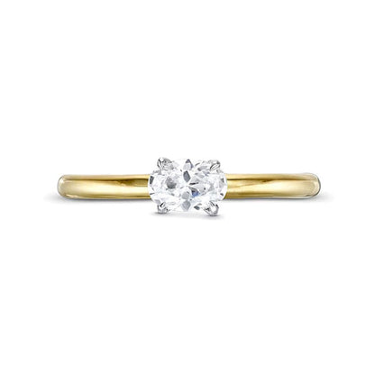 0.5 CT. Solitär-Ring mit ovalem Diamant quer in 14K Bicolor-Gold (I/I2)