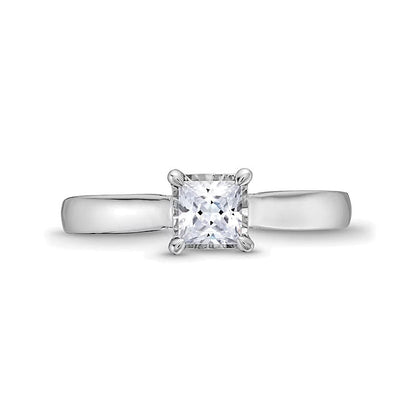 1.0 CT. Gesamtgewicht Solitär-Verlobungsring mit Diamanten im Princess- und Rundschliff in 14K Weißgold (I/I2)