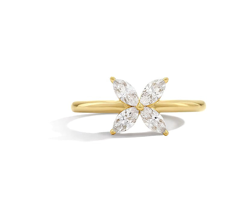 Zales x Nungu Blumen-Ring 0,75 ct. Gesamtgewicht mit Marquise-Diamanten in 14K Gelbgold