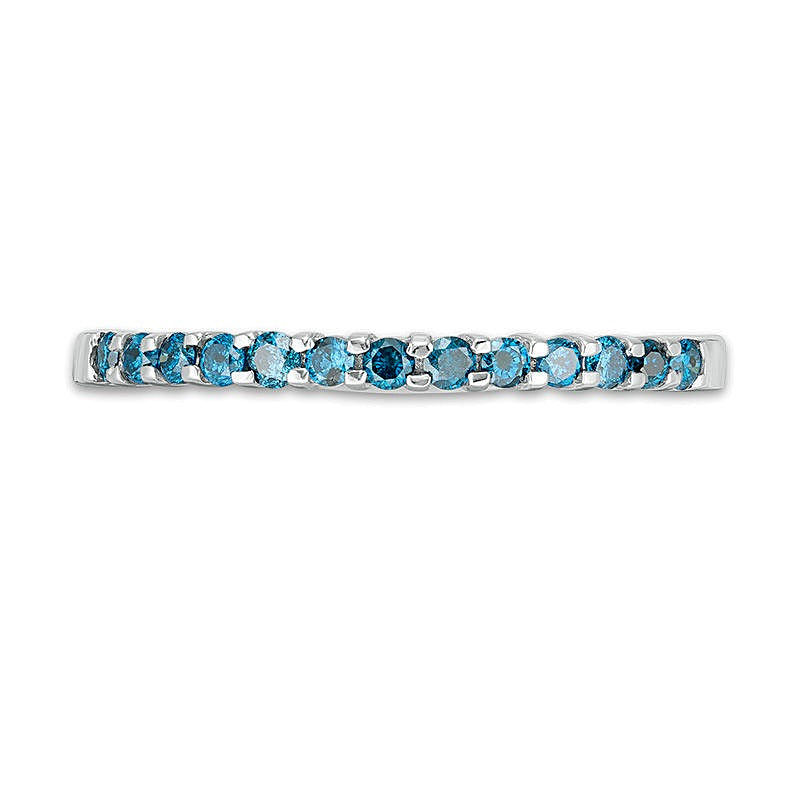 Memoire-Ring mit blauen Diamanten 0.25 ct. Gesamtgewicht rund in 14K Weißgold