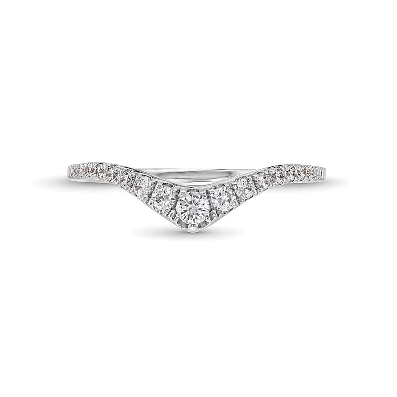 0.25 ct. Gesamtgewicht Diamant Memoire-Ring mit abgestuftem Chevron-Design in 14K Weißgold