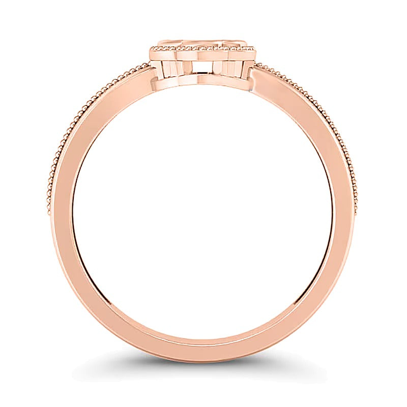 0.1 ct. Gesamtgewicht Multi-Diamant Ring mit floralem Rahmen im Vintage-Stil in 10K Roségold