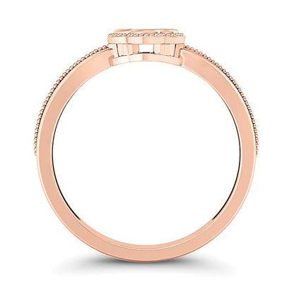 0.1 ct. Gesamtgewicht Multi-Diamant Ring mit floralem Rahmen im Vintage-Stil in 10K Roségold