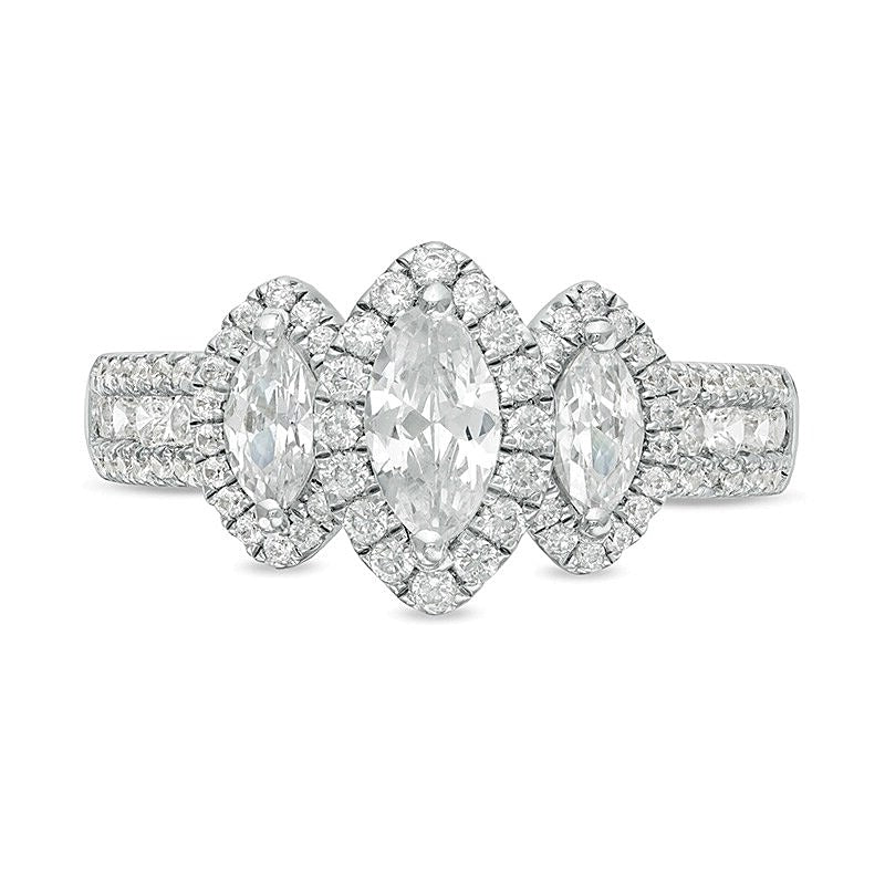 1.5 ct. Gesamtgewicht Marquise-Diamant Verlobungsring in 14K Weißgold (I/SI2)