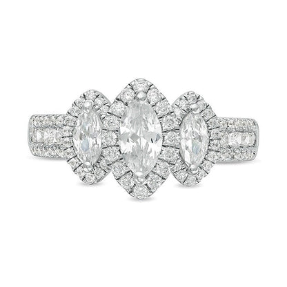 1.5 ct. Gesamtgewicht Marquise-Diamant Verlobungsring in 14K Weißgold (I/SI2)