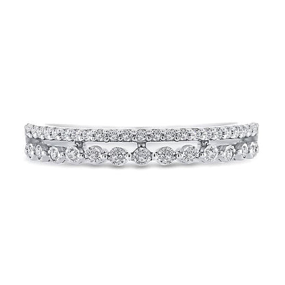 0.17 ct. Gesamtgewicht Diamant Fashion-Ring mit doppelter Reihe in 10K Weißgold