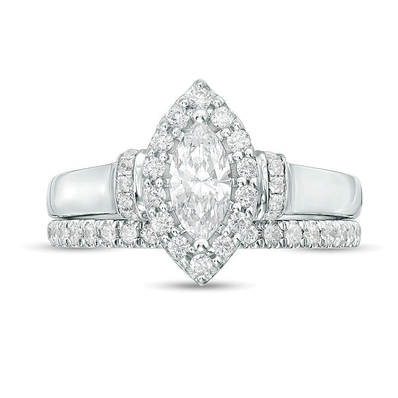 1,0 ct. Gesamtgewicht Marquise-Diamant Brautset in 14K Weißgold