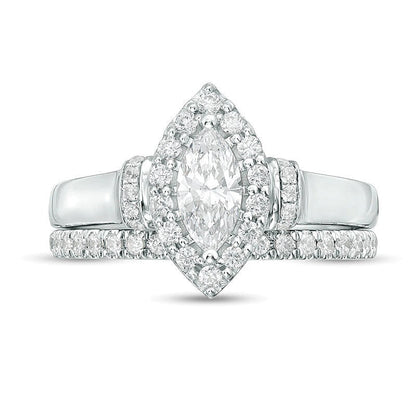 1,0 ct. Gesamtgewicht Marquise-Diamant Brautset in 14K Weißgold