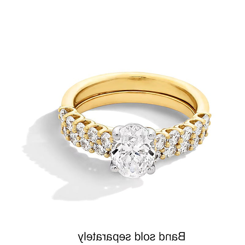 1.5 CT. Gesamtgewicht Verlobungsring mit ovalem Labordiamant in 14K Gelbgold (I/SI2)