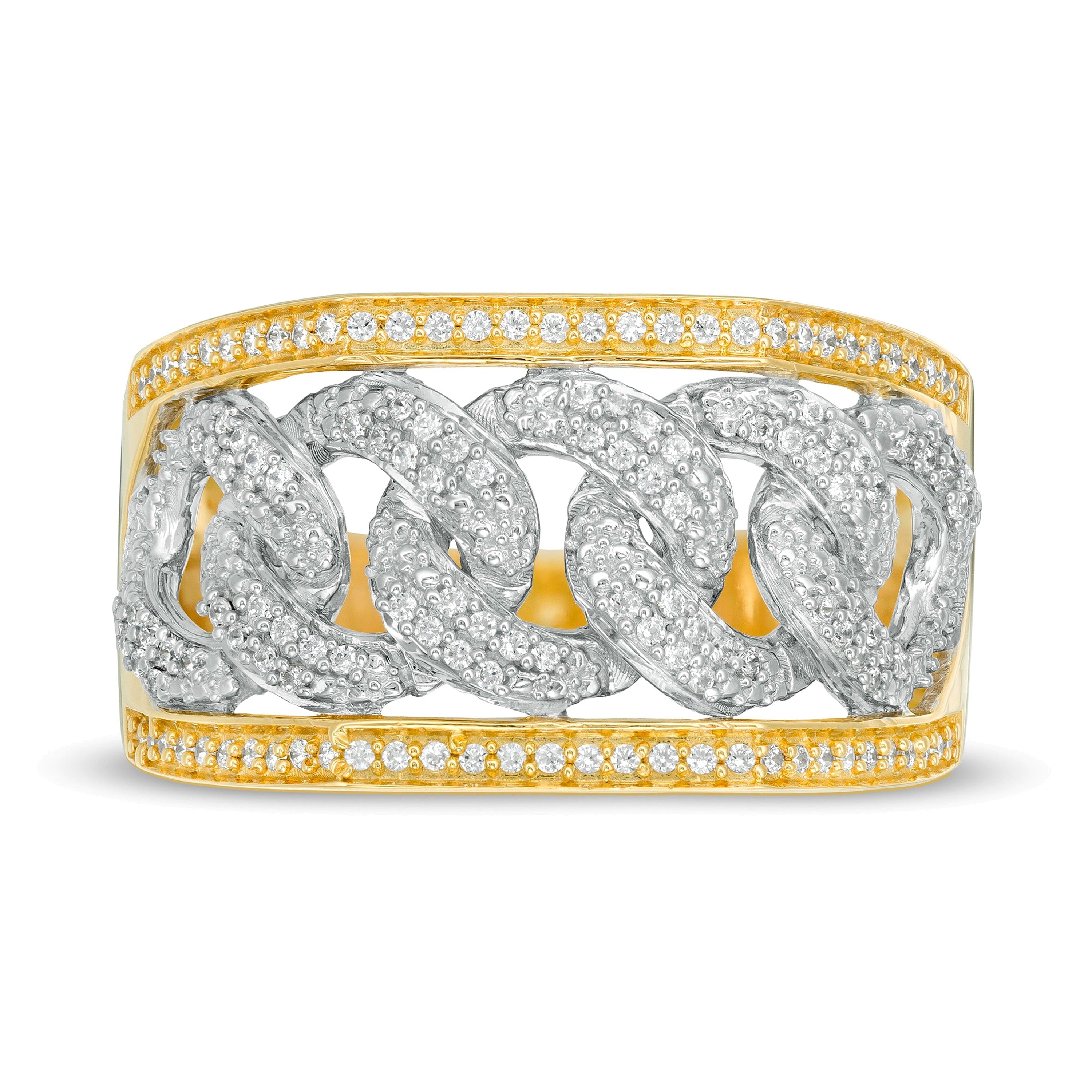 0.5 ct. Gesamtgewicht Diamant Fashion-Ring in Gliederkette-Optik aus 10K Gold Bicolor