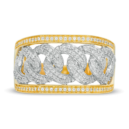 0.5 ct. Gesamtgewicht Diamant Fashion-Ring in Gliederkette-Optik aus 10K Gold Bicolor