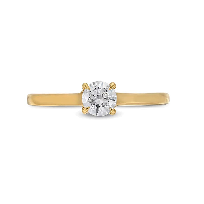 0,5 ct. Gesamtgewicht Diamant Solitär Verlobungsring mit verstecktem Doppel-Halo in 14K Gelbgold
