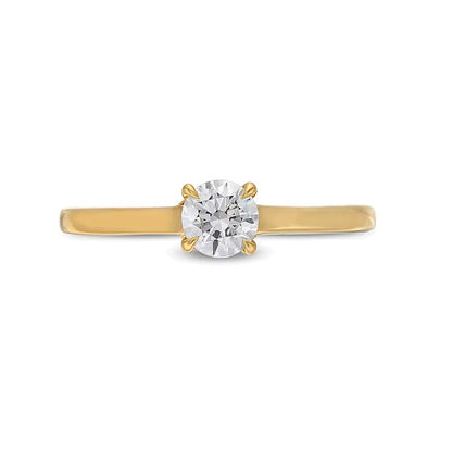 0,5 ct. Gesamtgewicht Diamant Solitär Verlobungsring mit verstecktem Doppel-Halo in 14K Gelbgold
