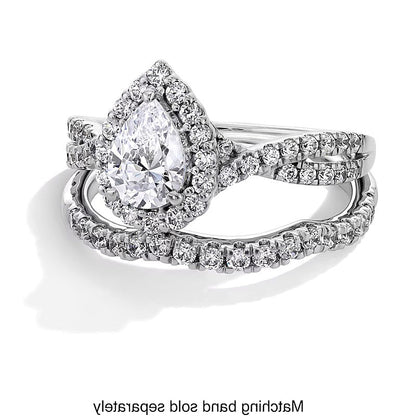 1.0 CT. Gesamtgewicht Verlobungsring mit tropfenförmigem Labordiamant und Halo in 14K Weißgold (F/SI2)