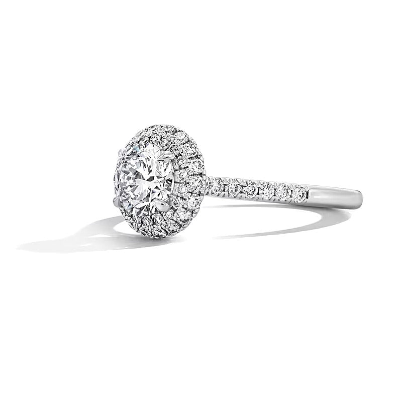 1.5 CT. Gesamtgewicht Labordiamant Verlobungsring mit Halo in 14K Weißgold (F/VS2)
