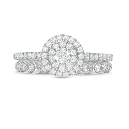 0.5 ct. Gesamtgewicht Diamant Art-Déco-Brautset in 10K Weißgold