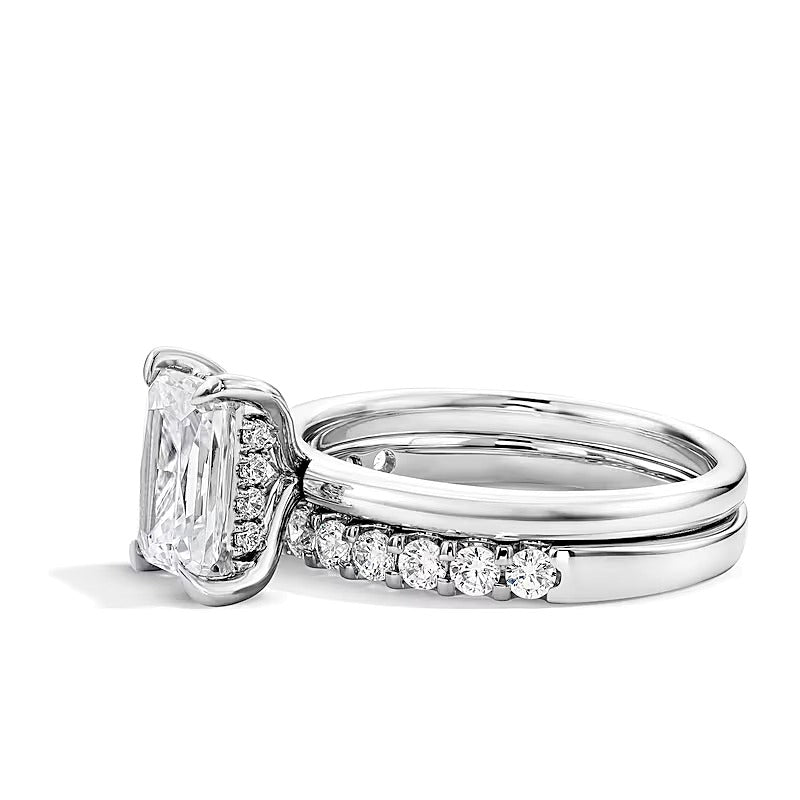 2.0 ct. Gesamtgewicht Labordiamant-Braut-Set im Radiant-Schliff in 14K Weißgold (F/VS2)