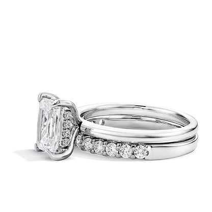 2.0 ct. Gesamtgewicht Labordiamant-Braut-Set im Radiant-Schliff in 14K Weißgold (F/VS2)