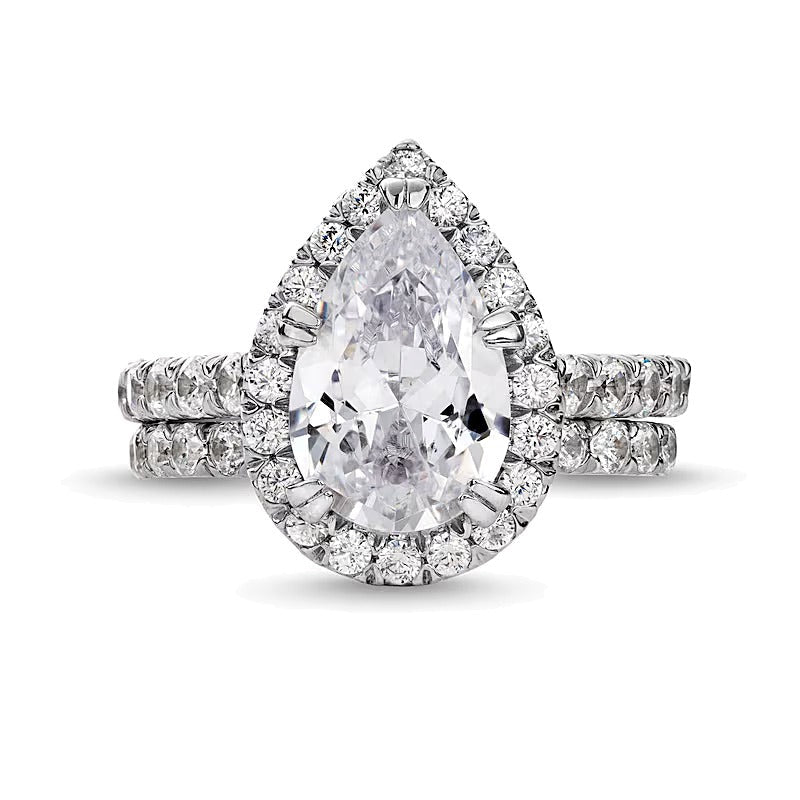 Braut-Set mit tropfenförmigen Labordiamanten 4,5 ct. Gesamtgewicht in 14K Weißgold (I/SI2)