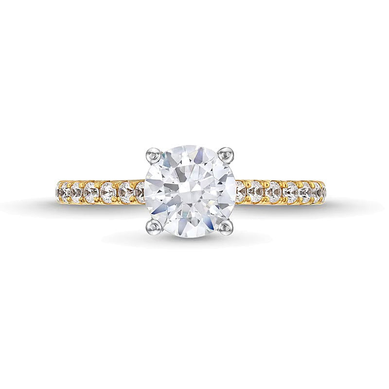 1,88 ct. Gesamtgewicht Labordiamant Solitär mit seitlichem Besatz in 14K Gelbgold (F/VS2)