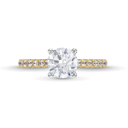 1,88 ct. Gesamtgewicht Labordiamant Solitär mit seitlichem Besatz in 14K Gelbgold (F/VS2)
