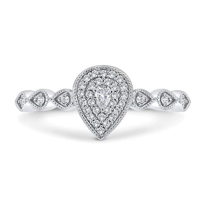 0.2 ct. Gesamtgewicht Multi-Diamant-Ring im Art-Déco-Vintage-Stil mit Tropfen-Silhouette in 10K Weißgold