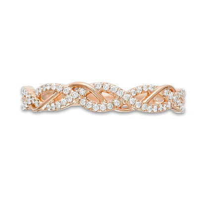 0.17 ct. Gesamtgewicht Diamant Memoire-Ring in Twist-Optik aus 10K Roségold