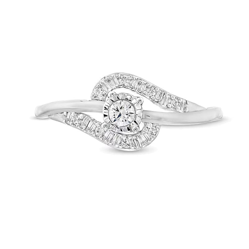 0,2 ct. Gesamtgewicht Diamant Bypass Freundschaftsring in 10K Weißgold