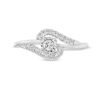 0,2 ct. Gesamtgewicht Diamant Bypass Freundschaftsring in 10K Weißgold