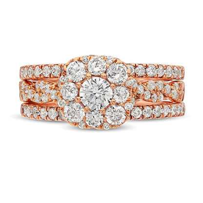 Braut-Set mit Diamanten im Kissenschliff und Twist-Schiene 1,5 ct. Gesamtgewicht in 10K Roségold