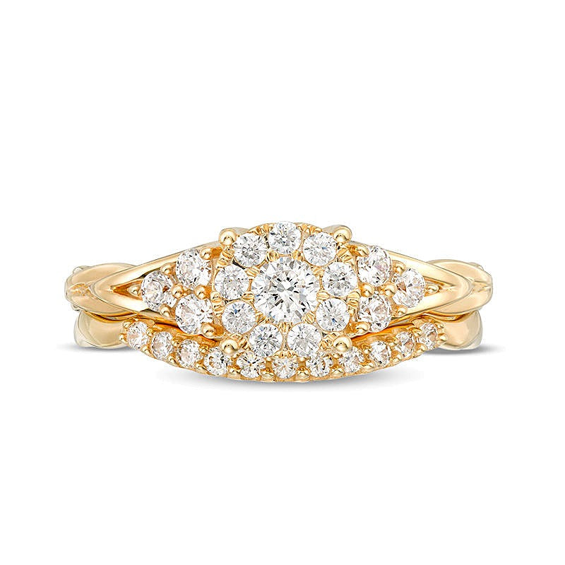 Braut-Set mit Diamanten 0.63 ct. Gesamtgewicht, rund, in 14K Gelbgold