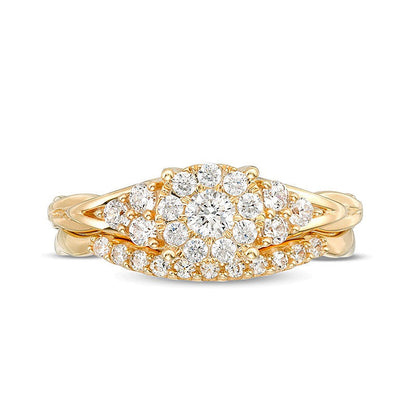 Braut-Set mit Diamanten 0.63 ct. Gesamtgewicht, rund, in 14K Gelbgold