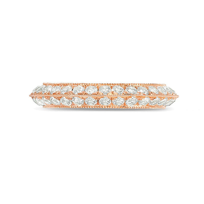 1.0 ct. Gesamtgewicht Diamant Ehering im Vintage-Stil mit zwei Reihen in 10K Roségold
