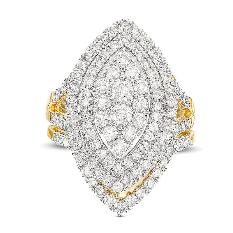 Braut-Set mit Diamanten in Marquise und rund, 2.0 ct. Gesamtgewicht, in 14K Gelbgold