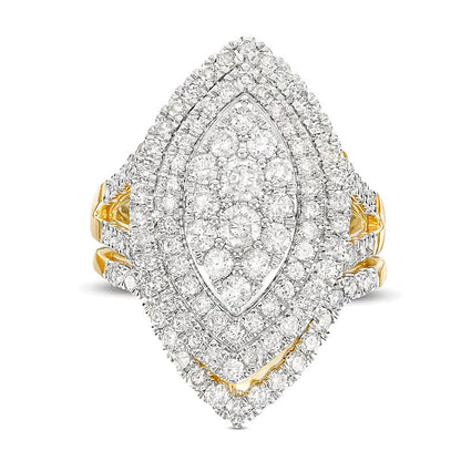 Braut-Set mit Diamanten in Marquise und rund, 2.0 ct. Gesamtgewicht, in 14K Gelbgold
