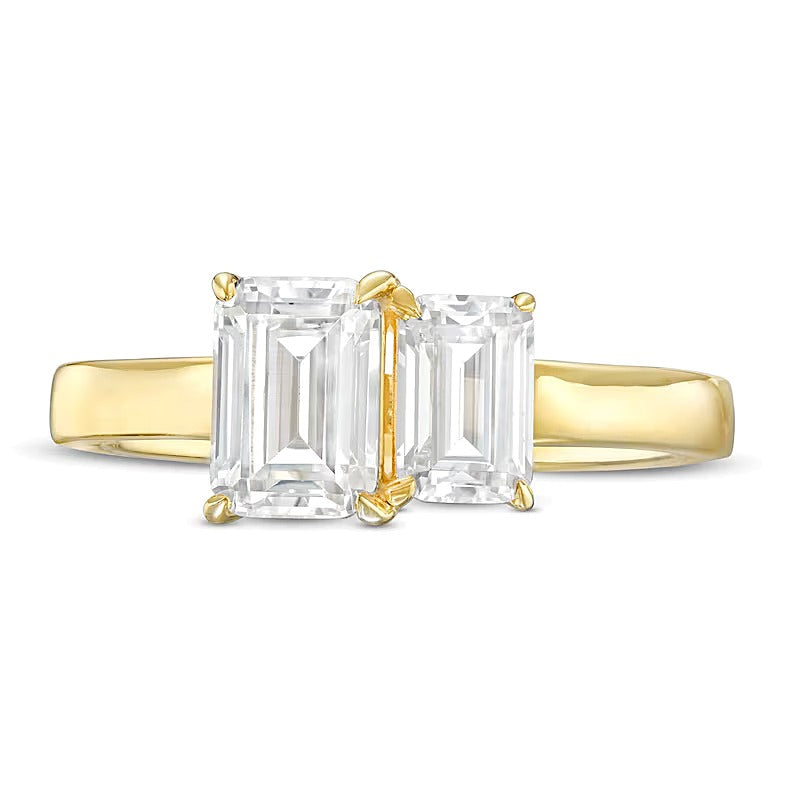 Verlobungsring Toi et Moi mit Diamanten im Smaragdschliff, 1.5 ct. Gesamtgewicht, in 14K Gelbgold