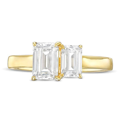 Verlobungsring Toi et Moi mit Diamanten im Smaragdschliff, 1.5 ct. Gesamtgewicht, in 14K Gelbgold