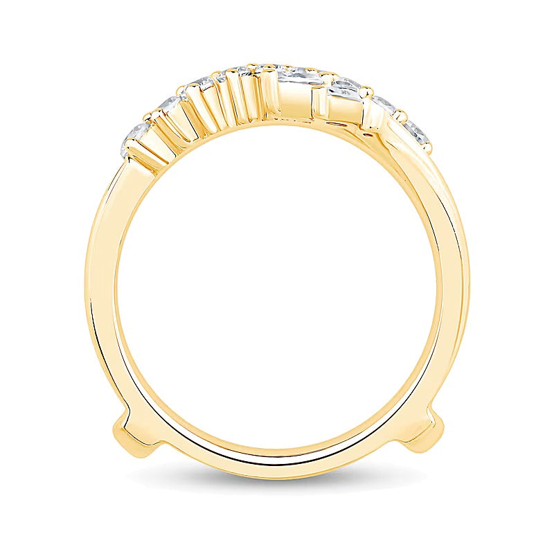 0.63 ct. Gesamtgewicht Solitär-Enhancer mit Labordiamanten in Marquise und rund aus 14K Gelbgold (F/VS2)