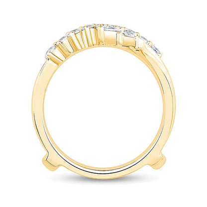 0.63 ct. Gesamtgewicht Solitär-Enhancer mit Labordiamanten in Marquise und rund aus 14K Gelbgold (F/VS2)