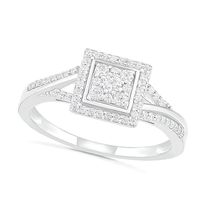 Brautset mit Diamanten im runden und Princess-Schliff 0,38 ct. Gesamtgewicht in 10K Weißgold für Damen