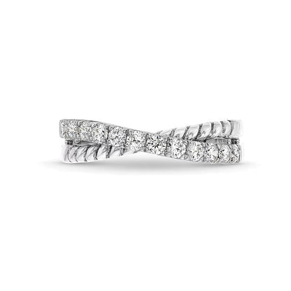 0,5 ct. Gesamtgewicht Labordiamant Rope Criss-Cross Ring in 14K Weißgold (F/SI2)