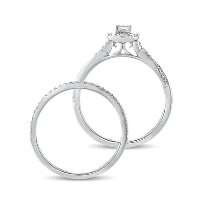 Braut-Set mit Diamant im Smaragdschliff 0.5 ct. Gesamtgewicht in 10K Weißgold