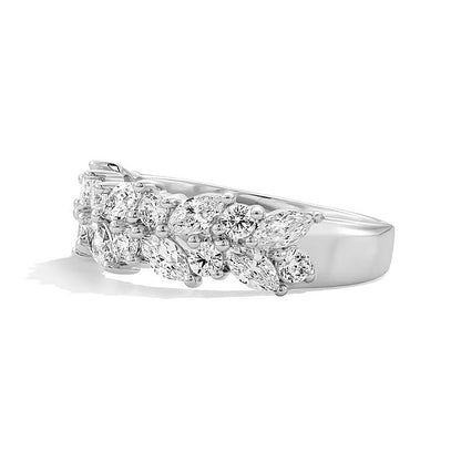 1,25 ct. Gesamtgewicht Labordiamant Memoire-Ring mit verschiedenen Schliffformen in 14K Weißgold (F/VS2)