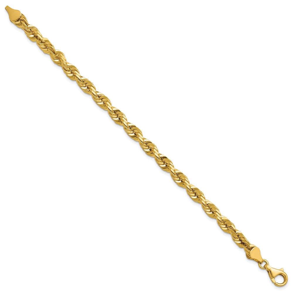 14K Gelbgold 5.5mm Diamantiert Kordel mit Karabinerverschluss Gliederarmband
