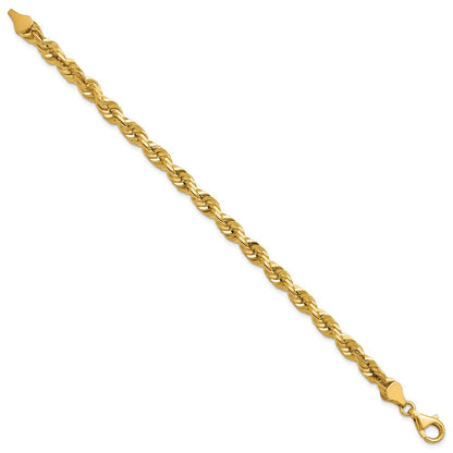 14K Gelbgold 5.5mm Diamantiert Kordel mit Karabinerverschluss Gliederarmband