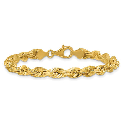 14K Gelbgold 5.5mm Diamantiert Kordel mit Karabinerverschluss Gliederarmband
