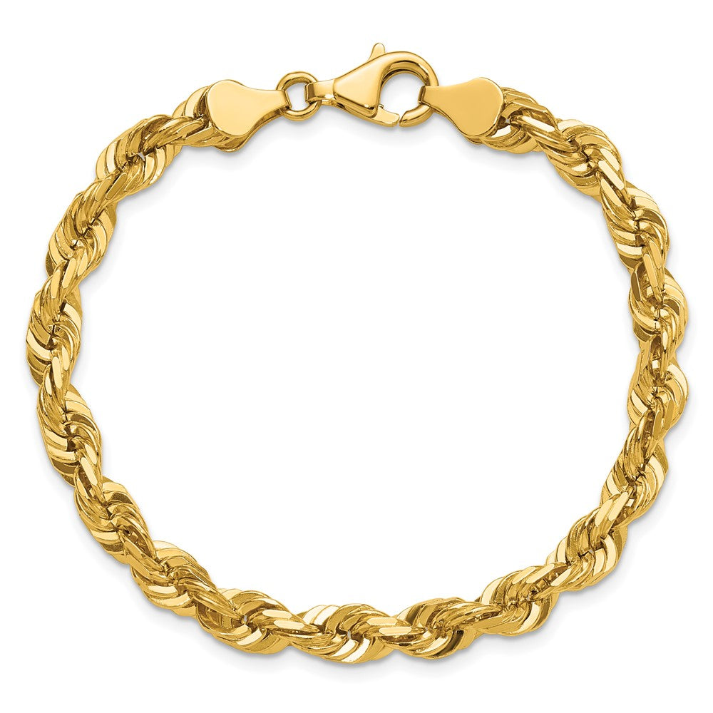 14K Gelbgold 5.5mm Diamantiert Kordel mit Karabinerverschluss Gliederarmband